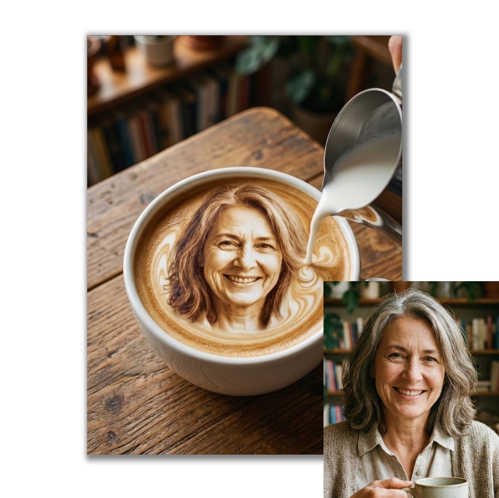 Obraz podle vaší fotky - Vy v Caffe latte