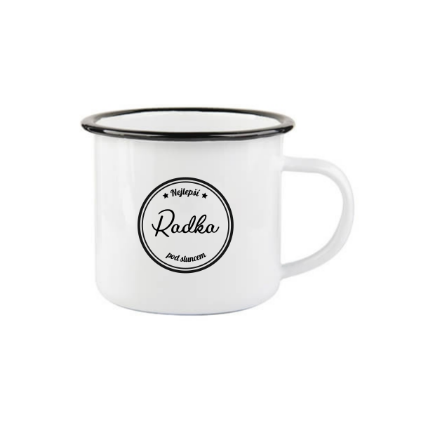 Smaltovaný hrnek (plecháček) se jménem