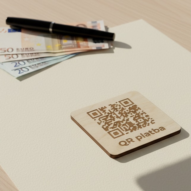Destička s QR kódem pro přijímání plateb