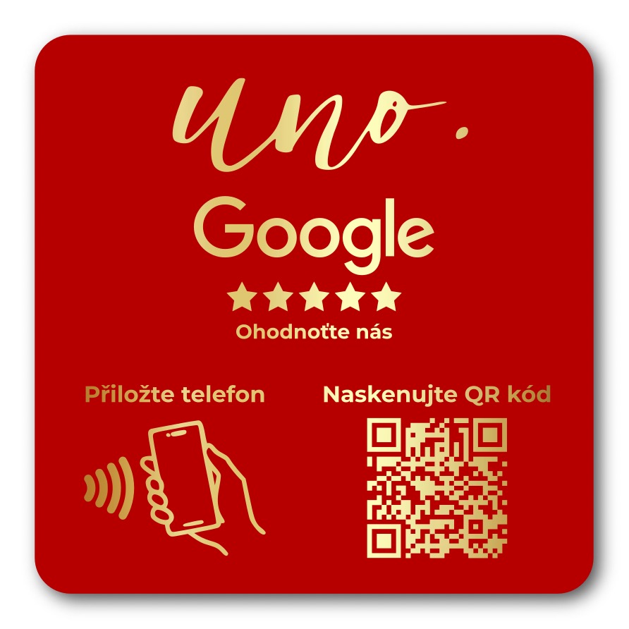 NFC + QR destička s vlastním logem pro Google recenze