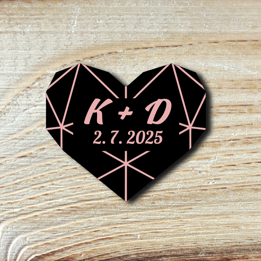 Svatební brož s iniciály (různé barvy)