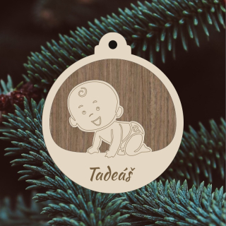 Dřevěná vánoční ozdoba s miminkem