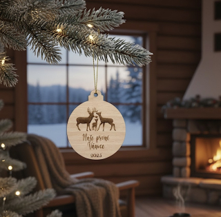 Dřevěná vánoční ozdoba Naše první Vánoce