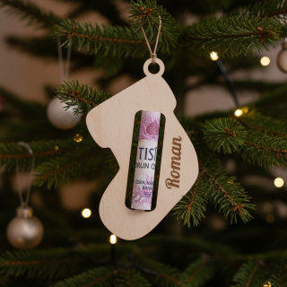 Vánoční ozdoba na peníze se jménem