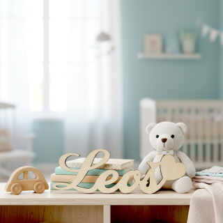 Dřevěné jméno na přání se srdíčkem