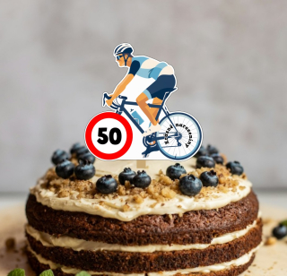 Dřevěný zápich do dortu pro cyklistu