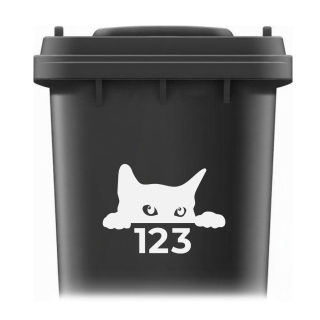 Samolepka na popelnici - Kočka s číslem