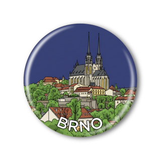 Placka nebo magnet s ilustrací vašeho města