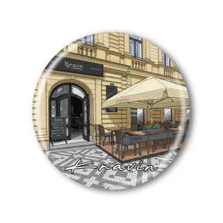 Placka nebo magnet s ilustrací vaší restaurace