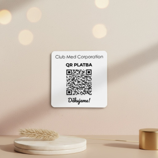 Destička s QR kódem pro přijímání plateb s vlastním logem
