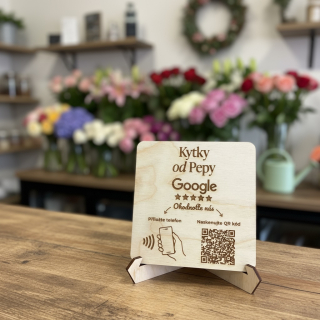 NFC + QR destička s vlastním logem pro Google recenze