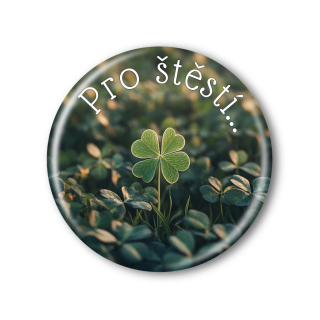 Připínací placka - Čtyřlístek pro štěstí