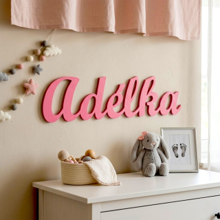 Dřevěné růžové jméno na přání